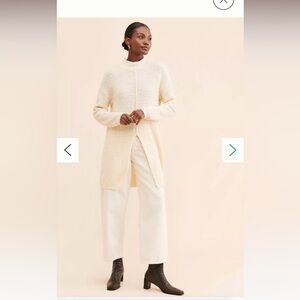 Flat white slit front sweater